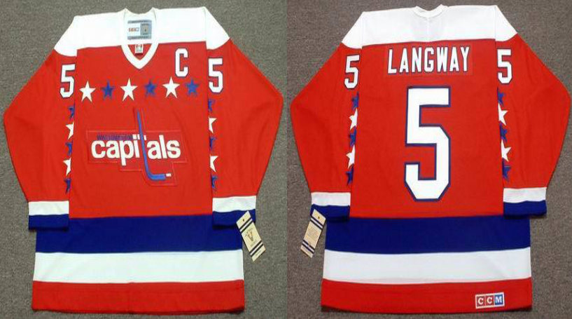 2019 Men Washington Capitals 5 Langway red CCM NHL jerseys